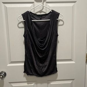 Shimmery grey cowl neck sleeveless blouse!